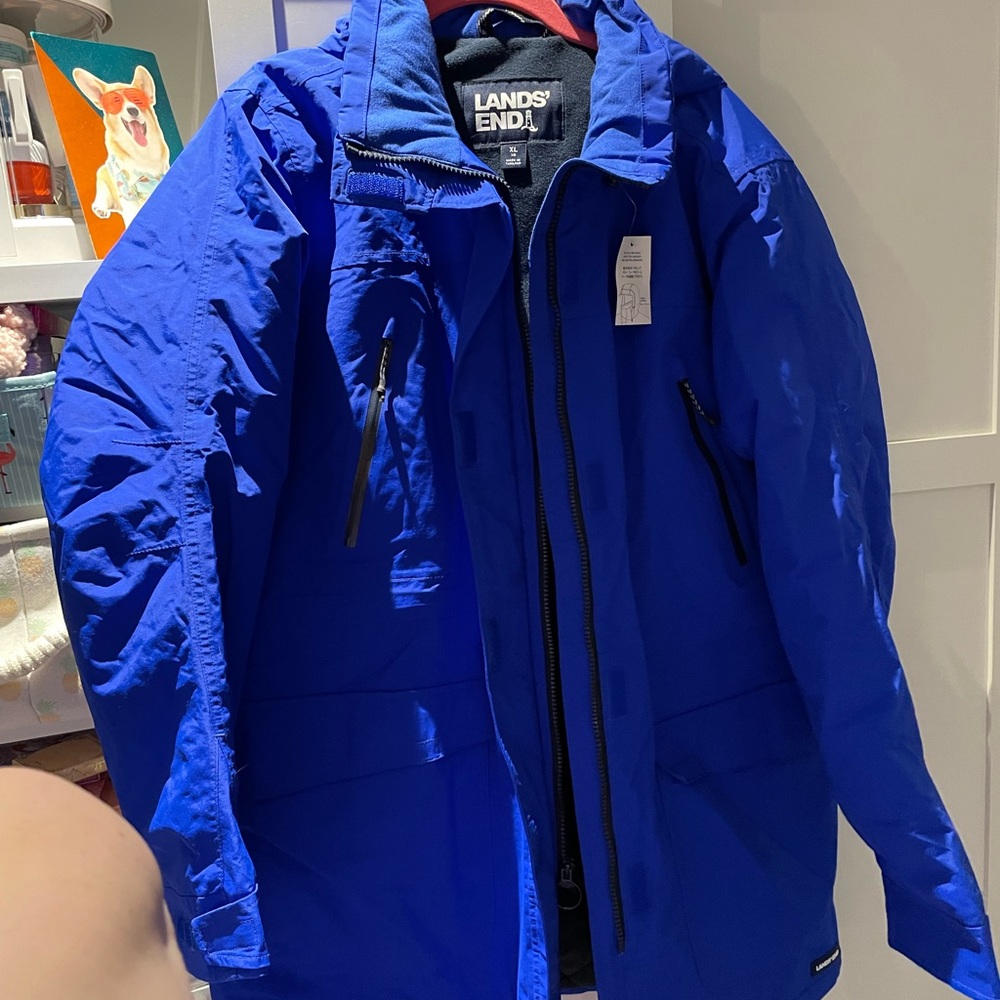 Lands End Squall Insulated Waterproof Parka Jacket size XL (18) Blue